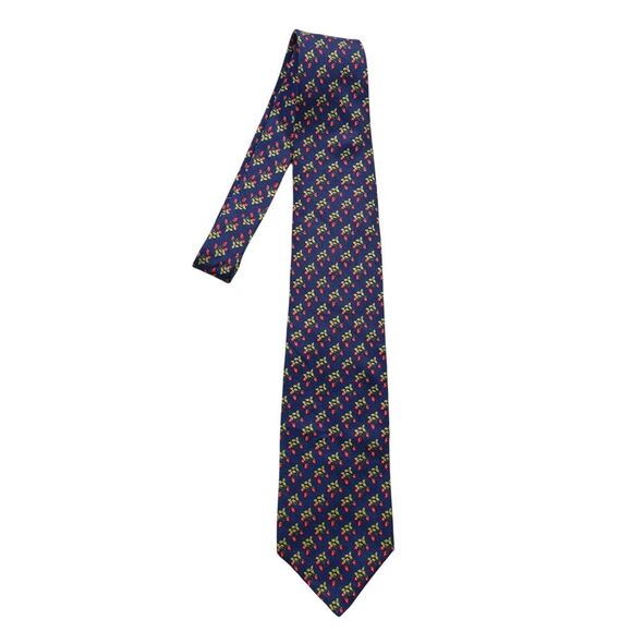 Brooks Brothers Tie Navy Blue Red Green Strawberry Print 100% Silk USA Vintage - Picture 4 of 5